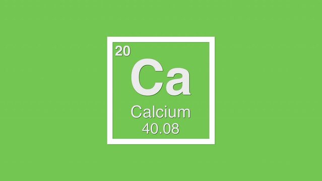 20 calcium ca white title element graphic periodic table chroma green screen