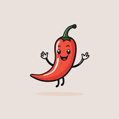Red hot chili pepper cartoon character vector illustration