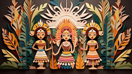 Gawai Dayak - Sarawak,  Malaysia (Harvest festival) made in paper cut craft