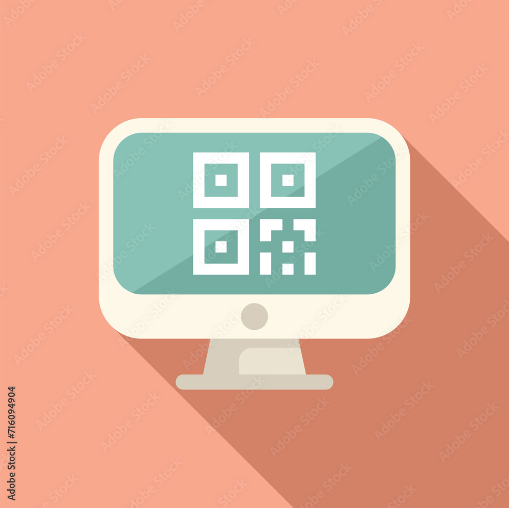 Poster scan bar code computer icon flat vector. online receipt. pay cell app