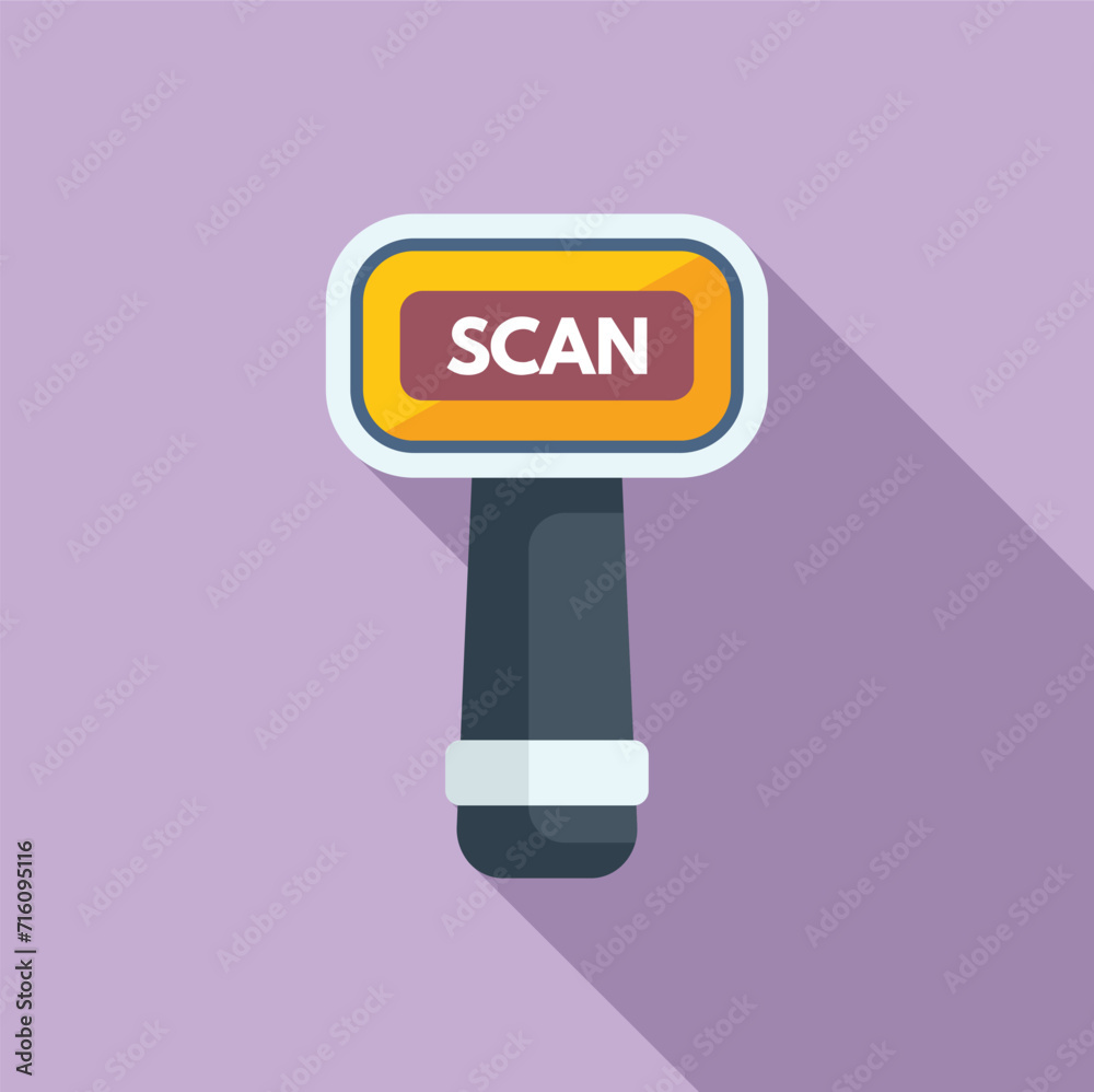 Poster scan face label icon flat vector. cellular device smart. digital activity