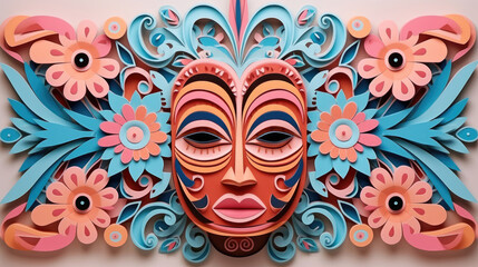 Naklejka premium Goroka Show - Papua New Guinea made in paper cut craft