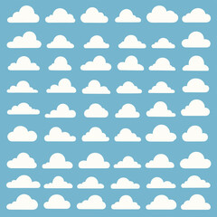 Fototapeta premium Cloud drawing doodles set cloud icons collection