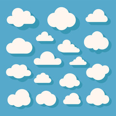 Cloud drawing doodles set cloud icons collection