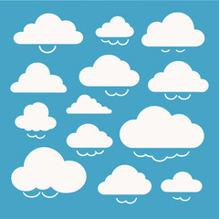 Cloud drawing doodles set cloud icons collection