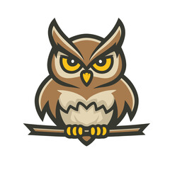 owl mascot flat vector logo
