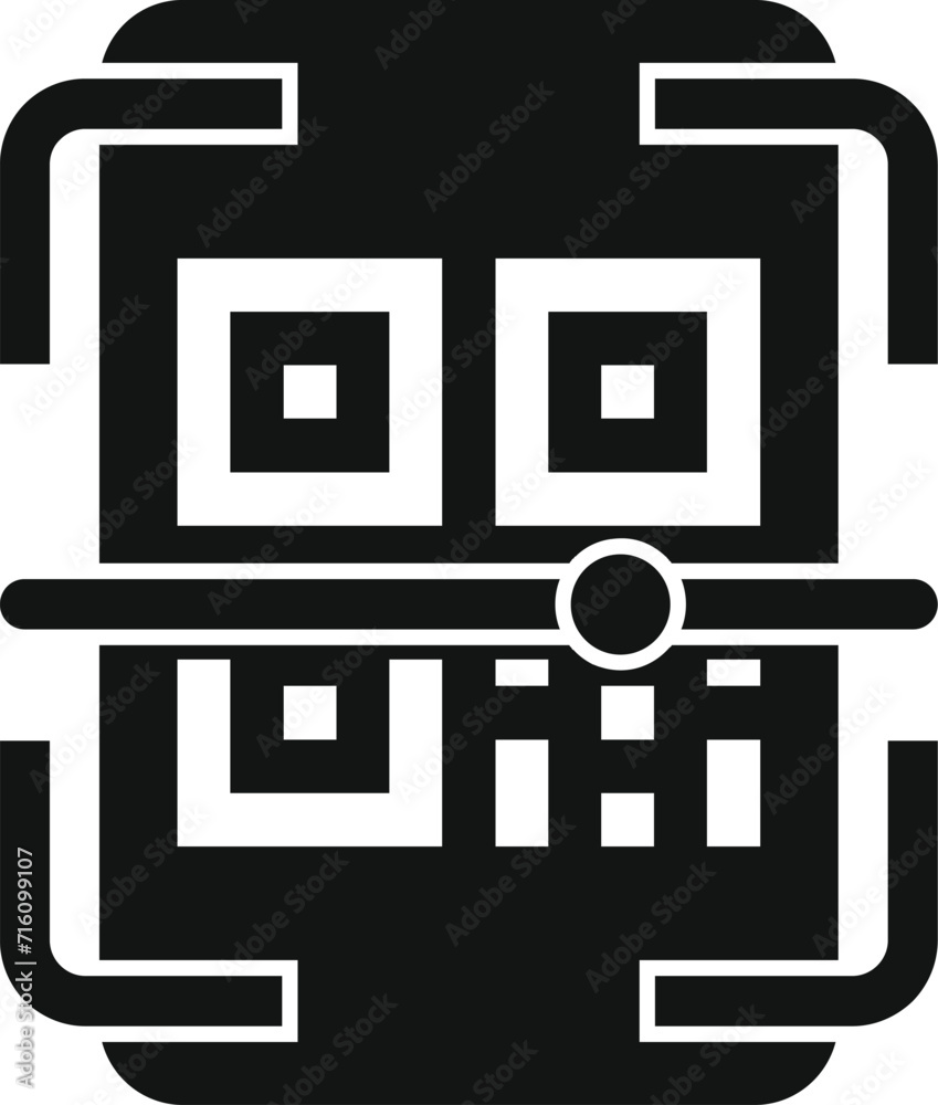 Poster line bar code icon simple vector. label cell app. scan receipt