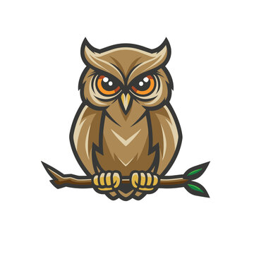 owl mascot flat vector logo