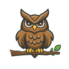 owl mascot flat vector logo