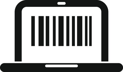 Scan laptop bar code icon simple vector. City id sign. Hold symbol bar