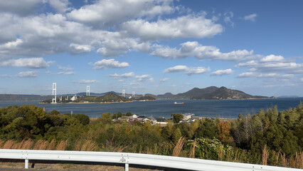 四国と本州を結ぶ「しまなみ海道（来島海峡大橋）」 in 愛媛県 四国地方 Japan