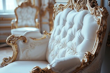 Handmade vintage style furniture with intricate carving Barocco and rococo influences