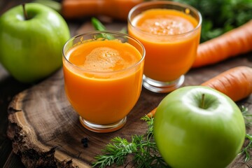 Carrot and green apple juice healthy consumption