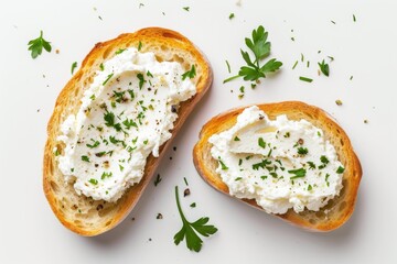 Top view of cream cheese on white bread - Powered by Adobe