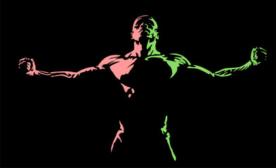 silhouette of a bodybuilder gym fitness illustration 