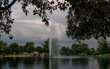 Large Water Fountain in a Pond, Dublin, Ohio