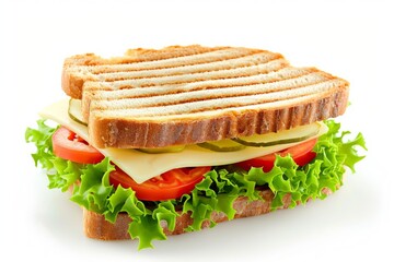 Cheese sandwich on white background