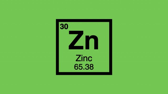 30 zinc zn black title element graphic periodic table chroma green screen
