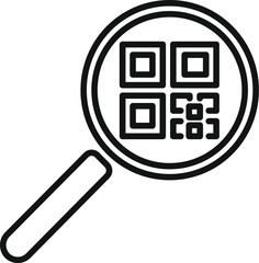 Magnifier bar code icon outline vector. Sign design device. Hold symbol bar