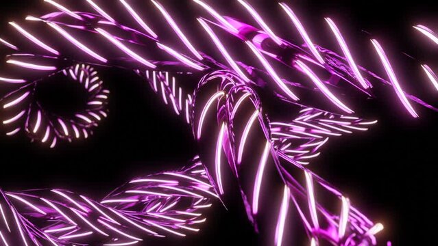 Tangling neon purple ropes. Design. Concept of internet connection.