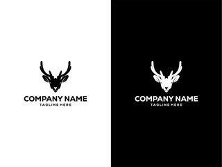rare white deer animal silhouette logo design vector template