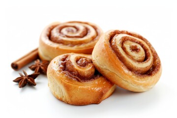 Fototapeta premium Cinnamon roll isolated on white