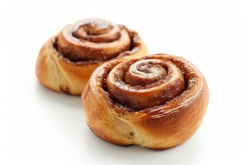 Fototapeta premium Traditional round cinnamon baked roll on a white background isolated
