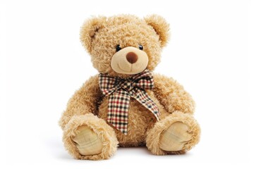 Adorable teddy bear on white background