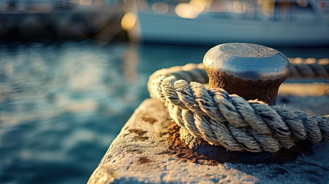 rope on the bollar of harbor