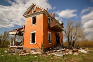 house damaged post tornado. Generative AI