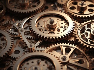 A close up of a group of gears. Generative AI.