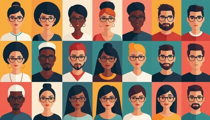 Diverse People Face Avatars Vector Illustration
