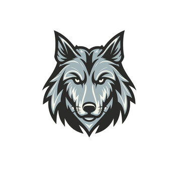 wolf face mascot flat vector logo