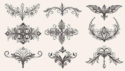 Collection of Ornament Dividers in Hand Drawn Style