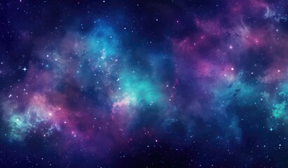 Galaxy background with realistic nebula and shining stars. blue nebula starry sky technology sci-fi background material, Universe filled with stars - obrazy, fototapety, plakaty