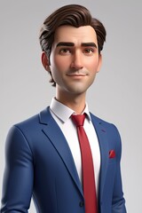 business man portrait isometric 3d render
