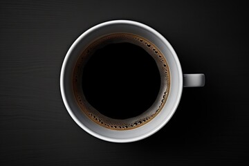 Top view of black coffee in a cup on a white background isolated with a clipping path