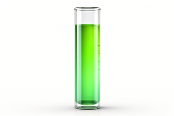 White isolated test tube containing green liquid