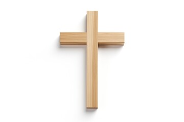 White background solitary wooden cross