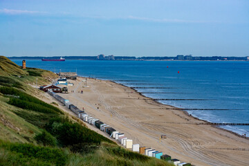 View from the dunes of Dishoek in Zeeland, The Netherlands. View over Westerschelde. In the distance the town of Breskens.