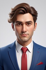 business man portrait isometric 3d render