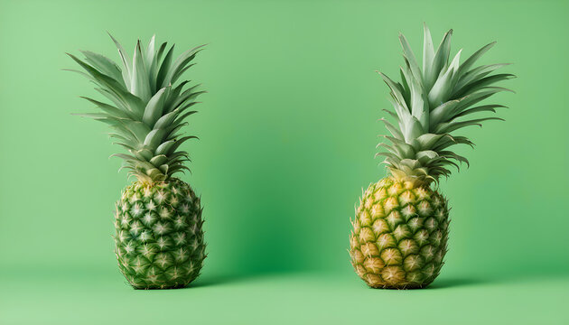 Fresh pineapples on the green background © Iqra