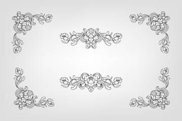 Classical Baroque Filigree Decoration Ornament Vintage Floral Border Style Antique Art Retro