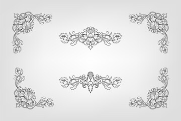 Classical Baroque Filigree Decoration Ornament Vintage Floral Border Style Antique Art Retro