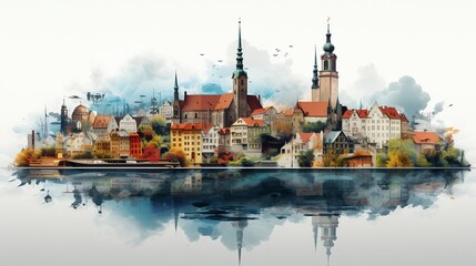 Fototapeta premium Futuristic Utopia: A Harmonious Blend of Tradition and Innovation