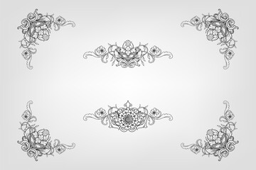 Classical Baroque Filigree Decoration Ornament Vintage Floral Border Style Antique Art Retro