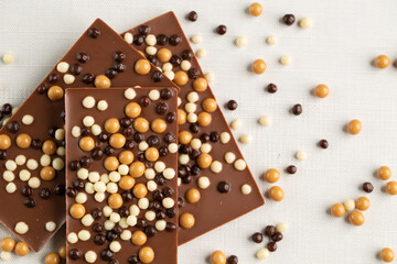 Chocolate topped with chocolate balls