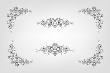 Classical Baroque Filigree Decoration Ornament Vintage Floral Border Style Antique Art Retro