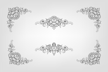 Classical Baroque Filigree Decoration Ornament Vintage Floral Border Style Antique Art Retro