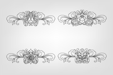 Classical Baroque Filigree Decoration Ornament Vintage Floral Border Style Antique Art Retro